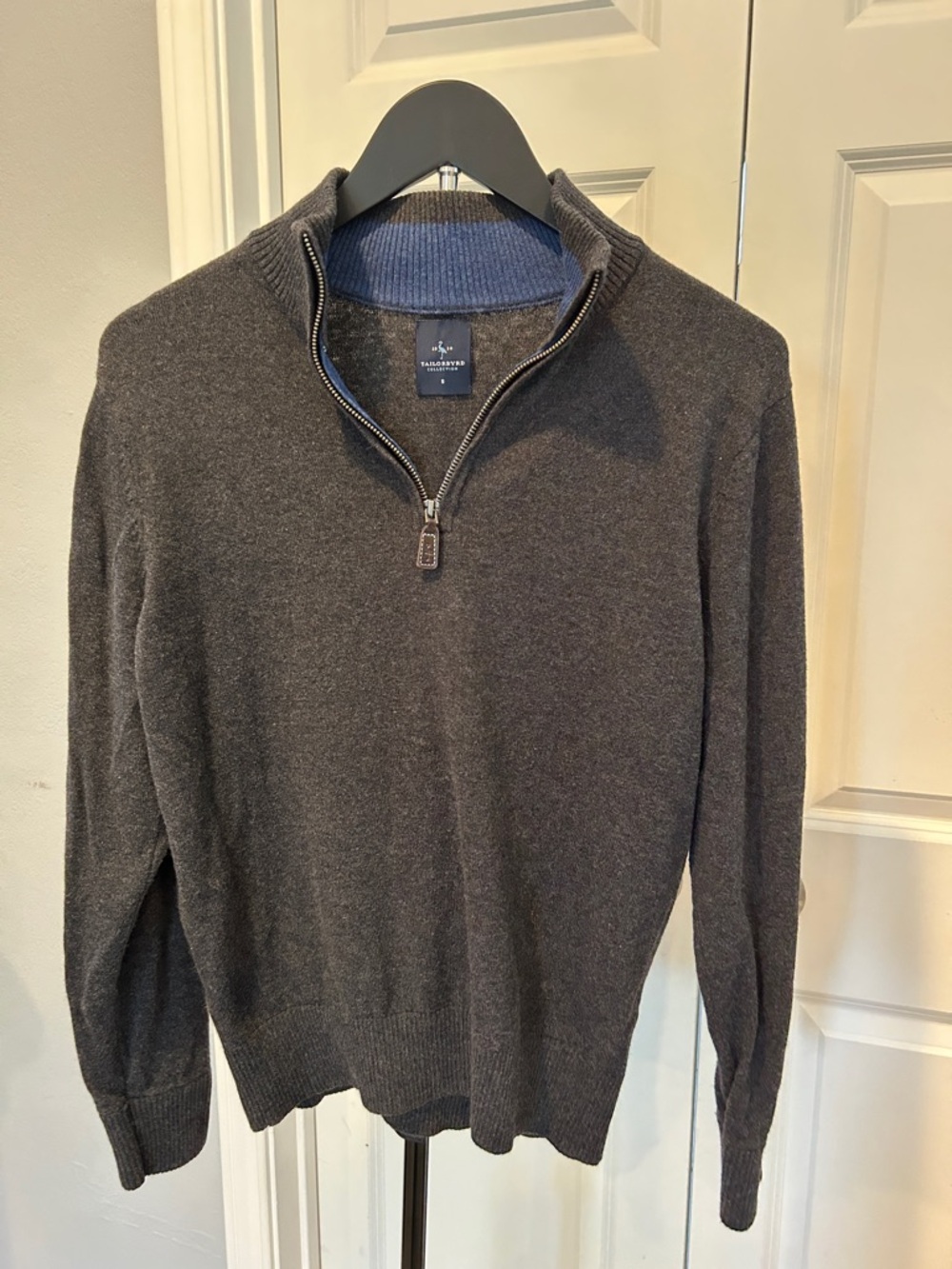Tailorbyrd Men's Charcoal Gray Half-Zip Sweater